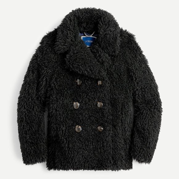 NWT J.Crew Faux-Fur Double-Breasted Peacoat - Picture 1 of 4